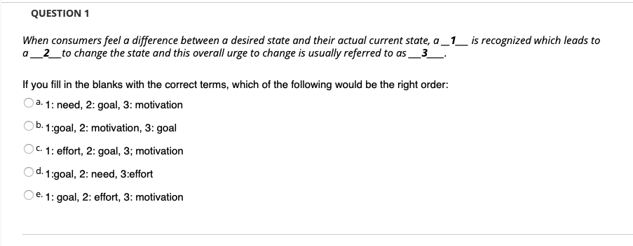 Solved QUESTION 1 When consumers feel a difference between a | Chegg.com