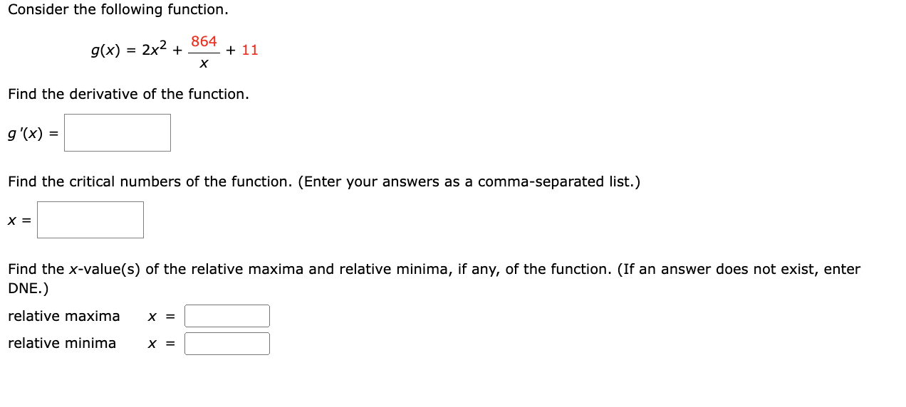 Solved Consider the following function. g(x)=2x2+x864+11 | Chegg.com