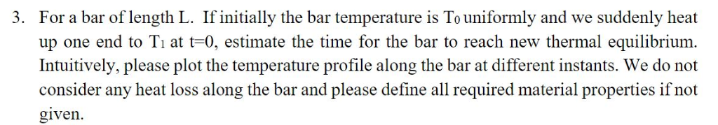 Solved 3. For a bar of length L. If initially the bar | Chegg.com