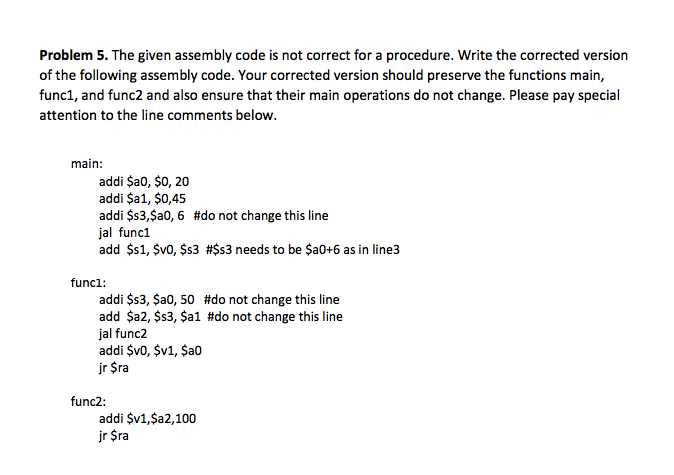 Solved Problem 5. The given assembly code is not correct for | Chegg.com