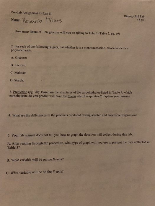 Solved Lab 8: Cellular Respiration Name: Partners: Lab | Chegg.com