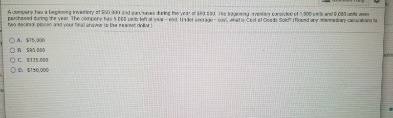 Solved A Company Has A Beginning Inventory Of $60,000 And | Chegg.com