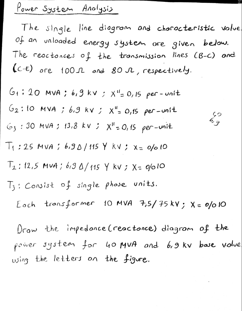 Solved Power System Analysis The Single Line Diogram And | Chegg.com