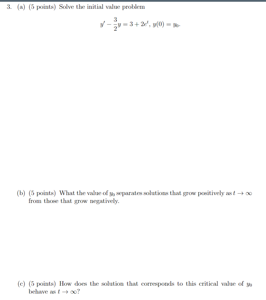 Solved 3. (a) (5 points) Solve the initial value problem 3 | Chegg.com