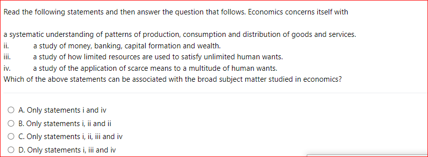Solved Read the following statements and then answer the | Chegg.com