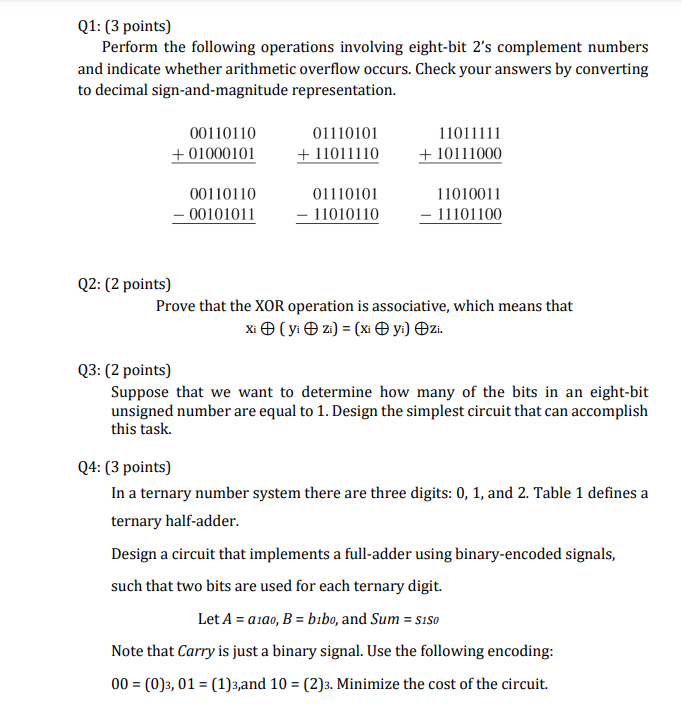 Solved Q1: (3 Points) Perform The Following Operations | Chegg.com