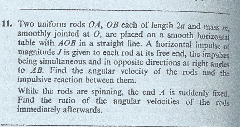 Solved 11. Two uniform rods OA, OB each of length 2a and
