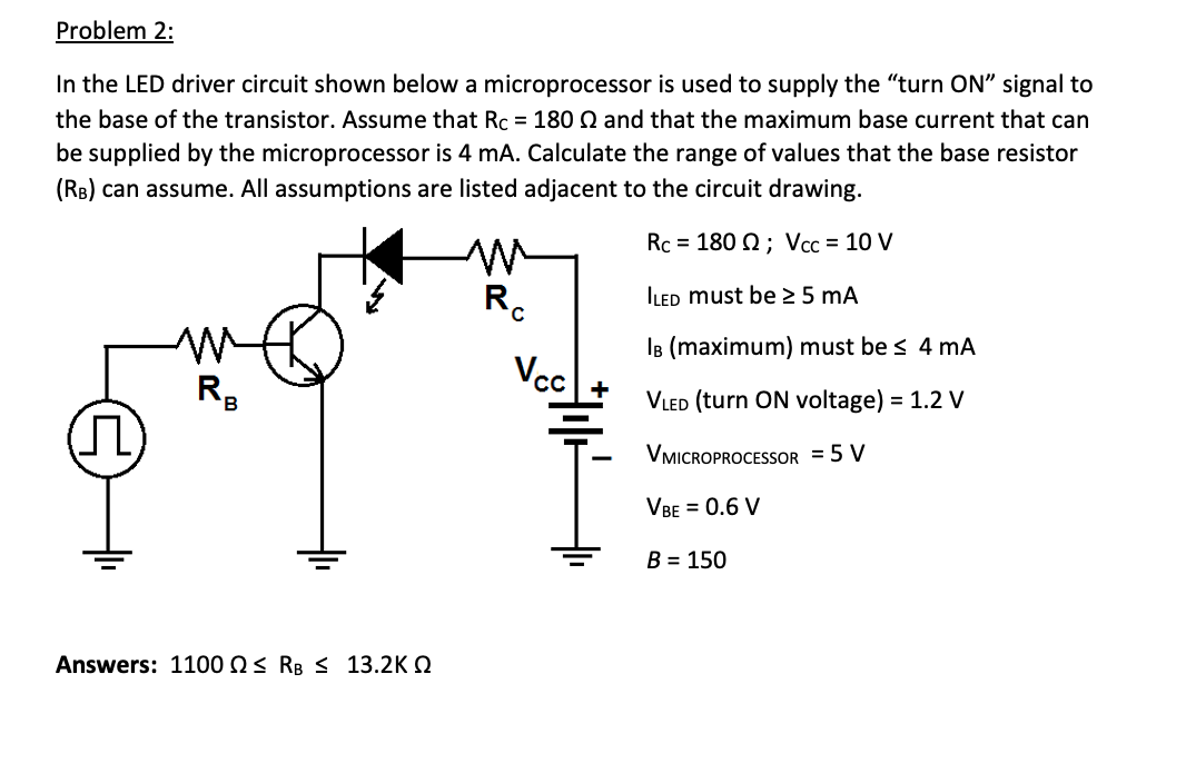 Solved Problem 2: In the LED driver circuit shown below a | Chegg.com