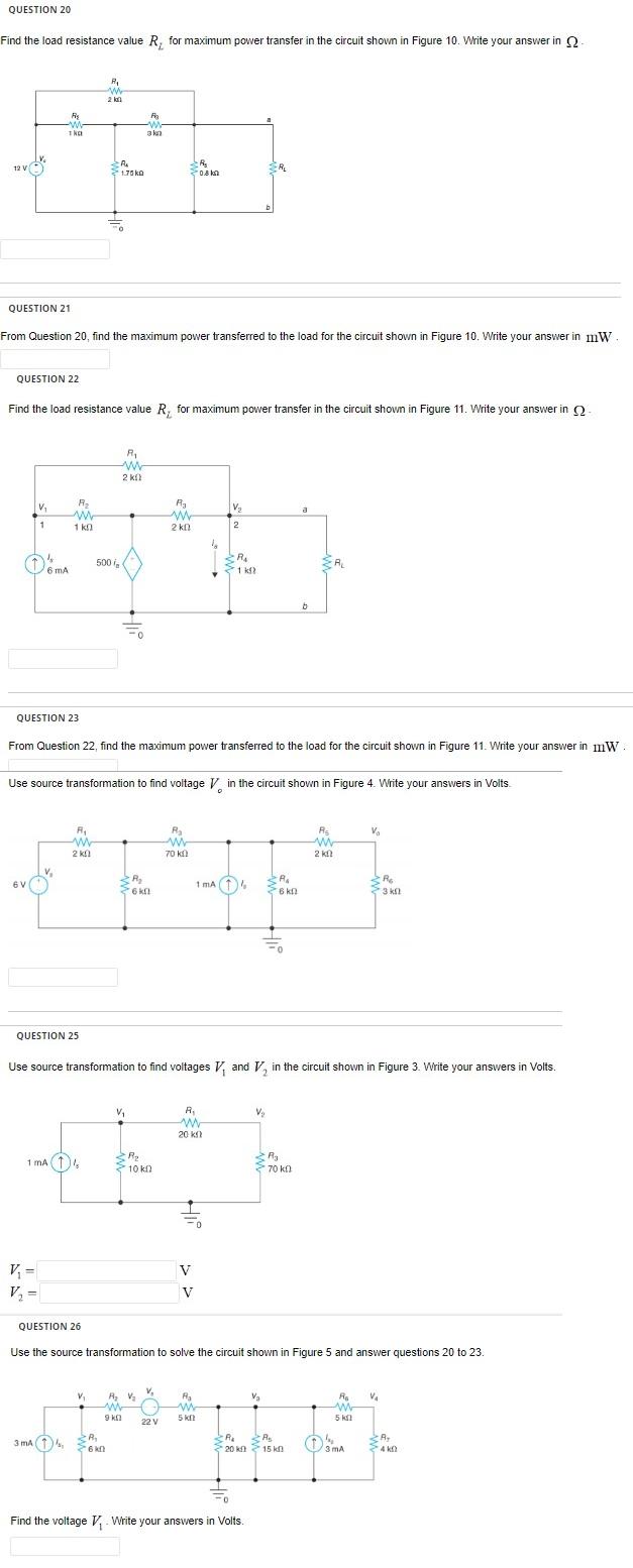 Solved QUESTION 20 Find The Load Resistance Value RL For | Chegg.com