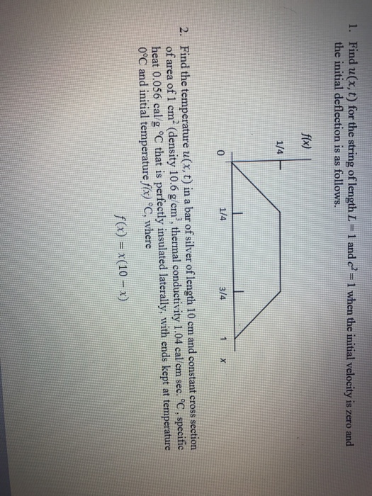 Solved Find u(x, t) for the string of length L-1 and c2= 1 | Chegg.com