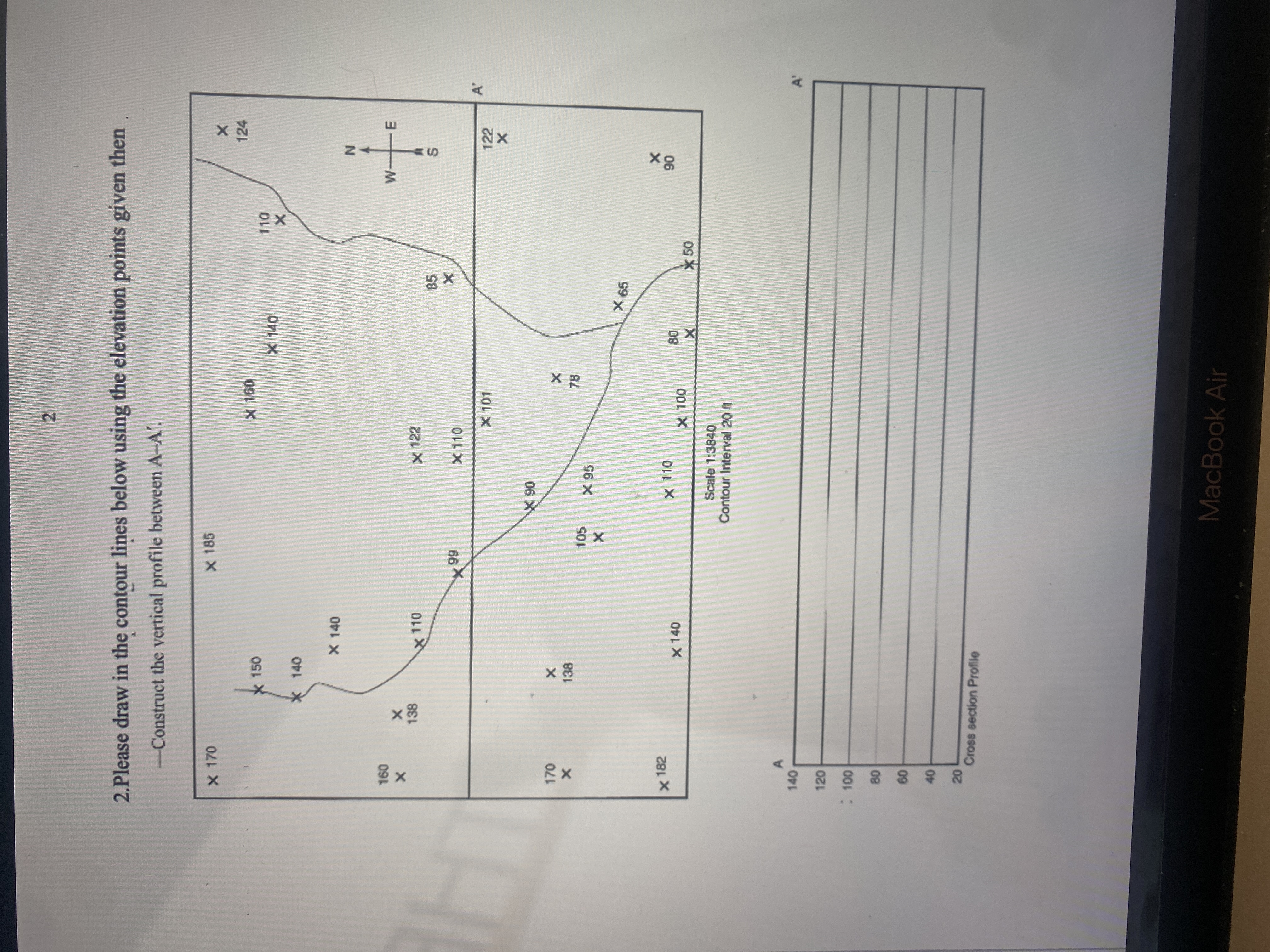 Solved 2.Please draw in the contour lines below using the | Chegg.com