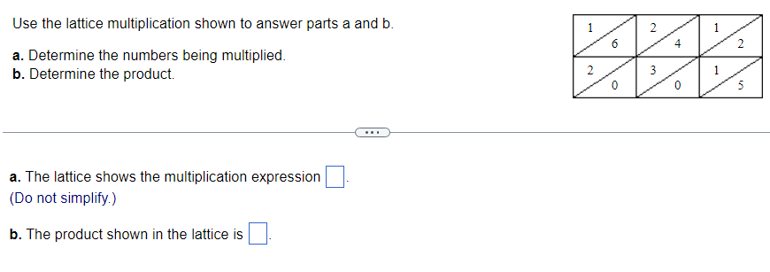 Solved Use the lattice multiplication shown to answer parts | Chegg.com