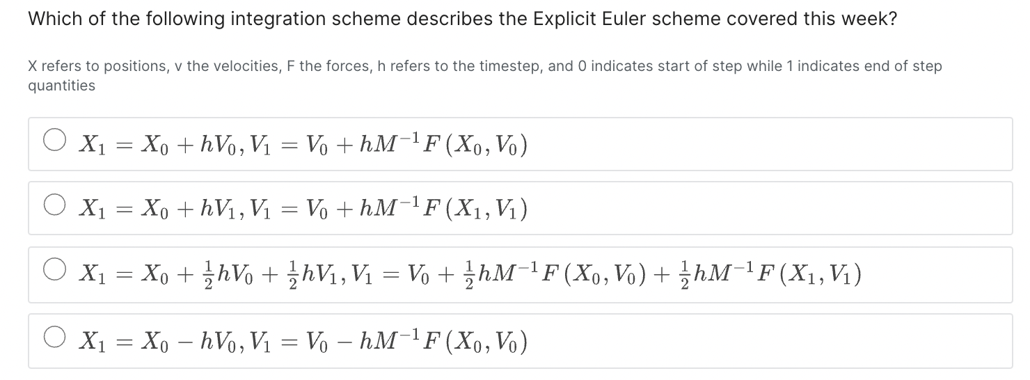 Solved which of the following integration scheme describes chegg