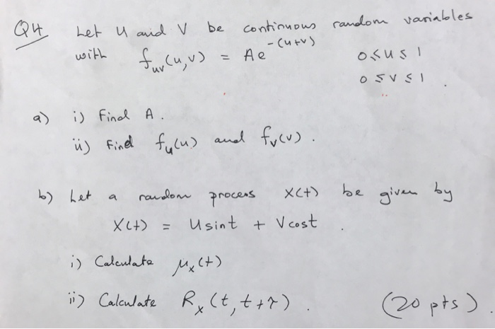 Solved Random Variables Q4 Let With U Avid V Be F Cu U Chegg Com