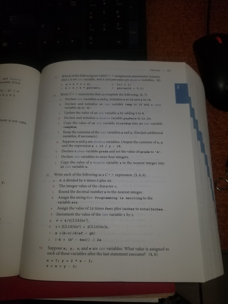 Solved Exercises I 107 Which of the following are valid C++ | Chegg.com