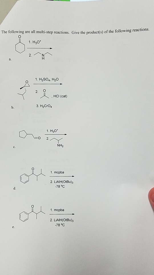 Solved The following are all multi-step reactions. Give the | Chegg.com