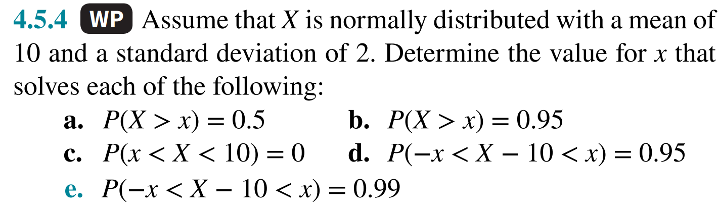 Solved 4.5.4 WP Assume that X is normally distributed with a | Chegg.com