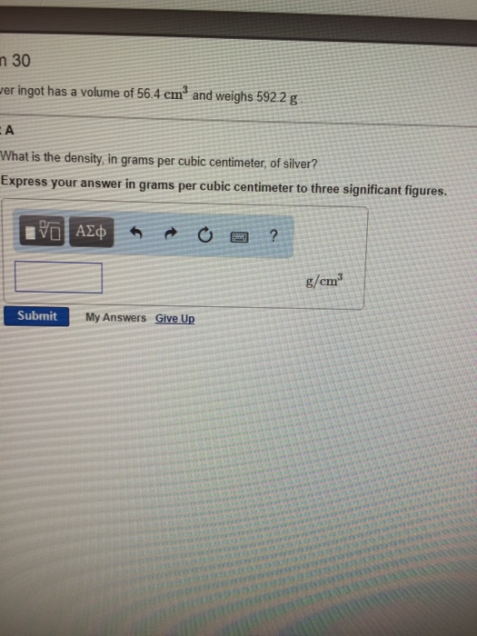 Solved What is the density, in grams per cubic centimeter,