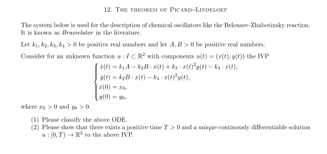 12. THE THEOREM OF PICARD-LINDELOEF The system below | Chegg.com