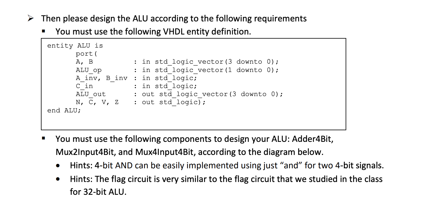 Solved In This Task, We Will Design A 4-bit ALU That | Chegg.com