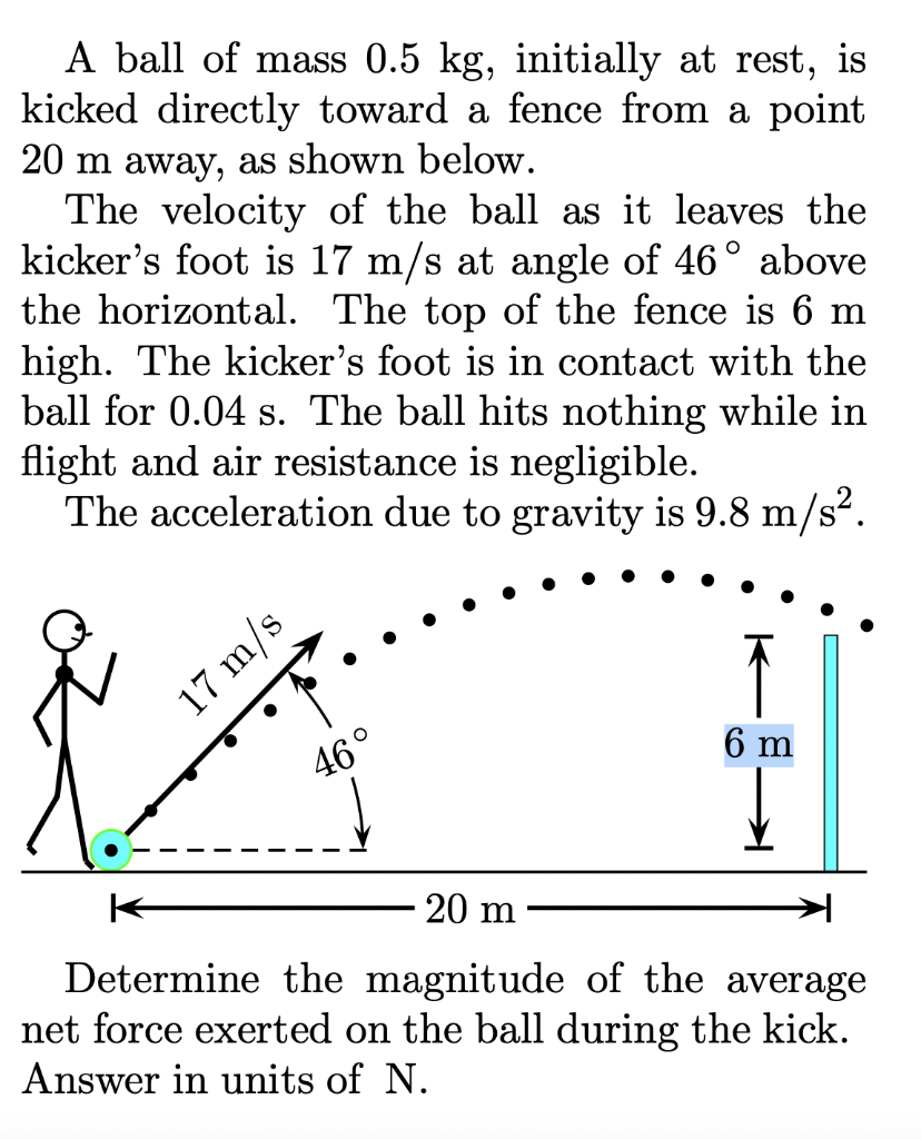 Solved A Ball Of Mass 0.5 Kg, Initially At Rest, Is Kicked 