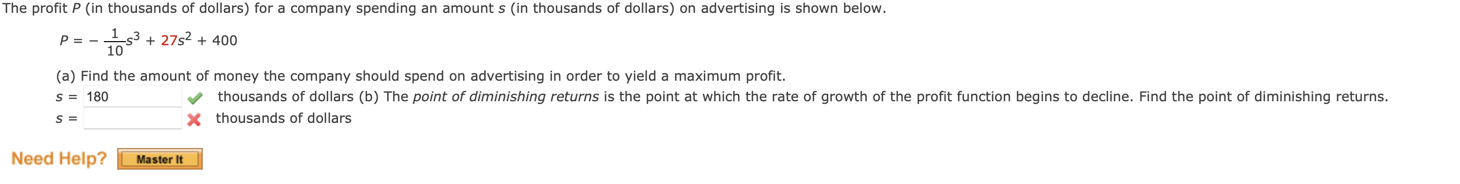 Solved The Profit P (in Thousands Of Dollars) For A Company | Chegg.com