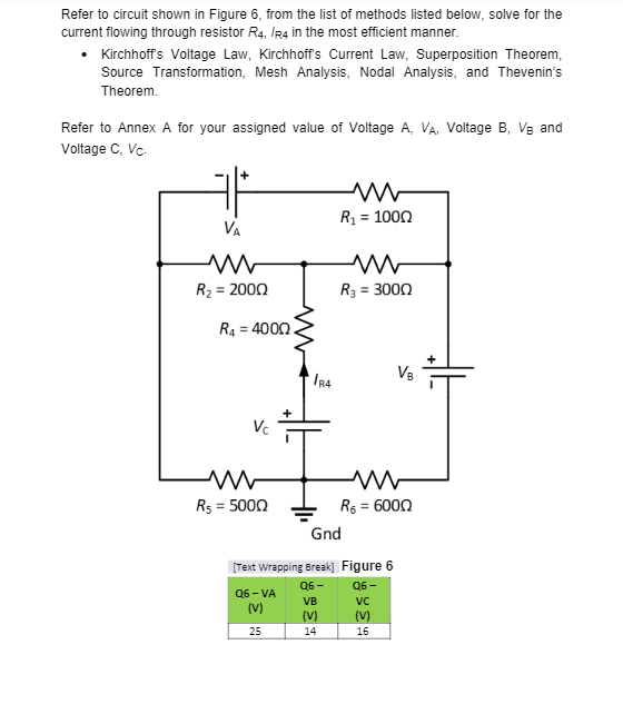 Solved Refer to circuit shown in Figure 6, ﻿from the list of | Chegg.com