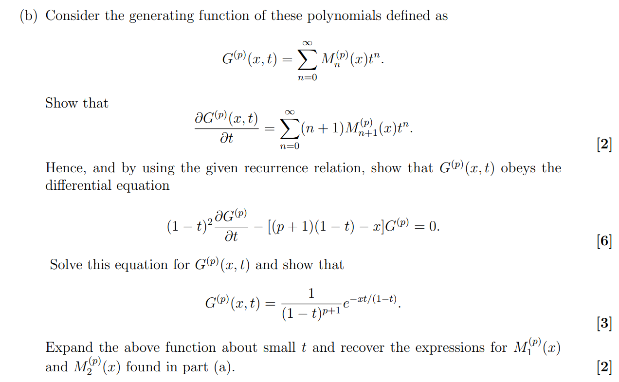 Solved (b) Consider The Generating Function Of These | Chegg.com