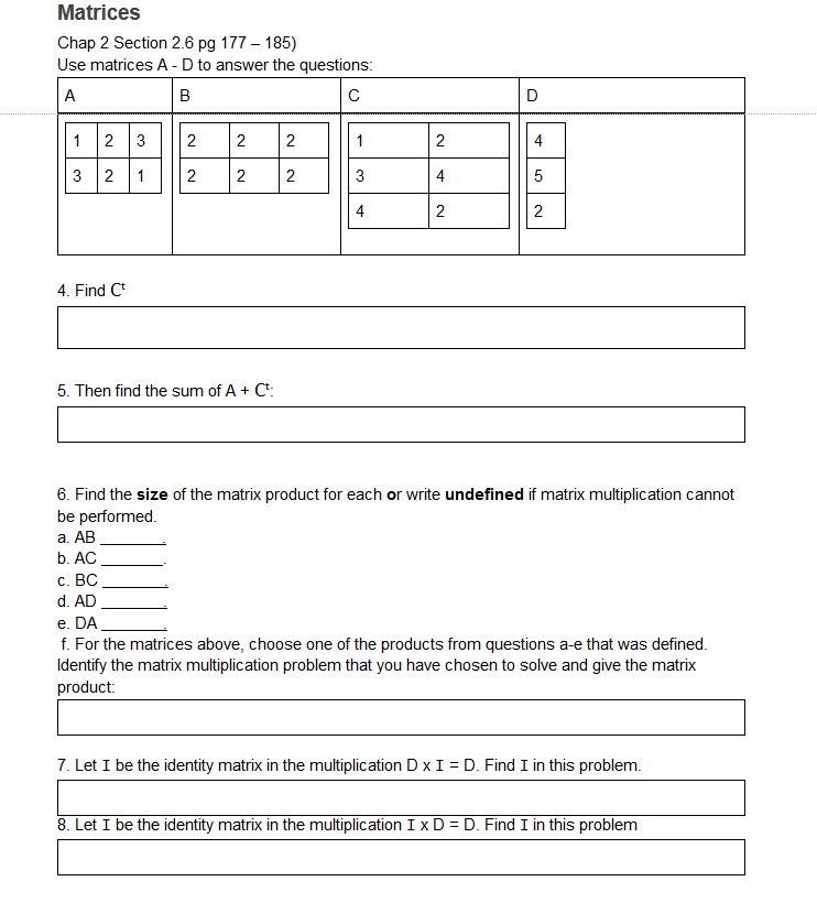 Solved Matrices Chap 2 Section 2.6 pg 177 – 185) Use | Chegg.com