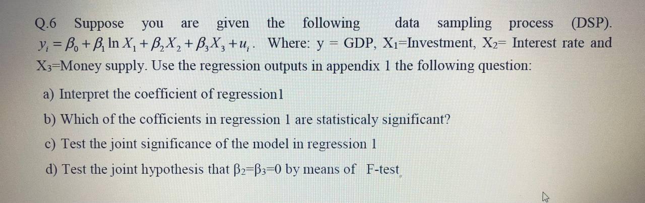 Solved are - Q.6 Suppose you given the following data | Chegg.com