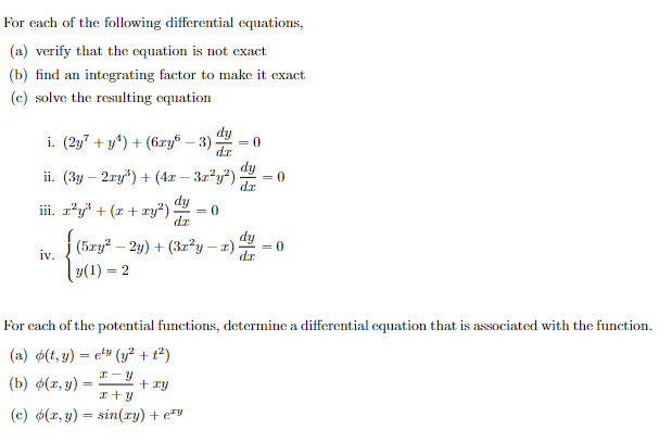 Solved For each of the following differential equations, (a) | Chegg.com