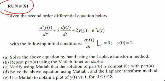Solved Given the second order differential equation below: | Chegg.com
