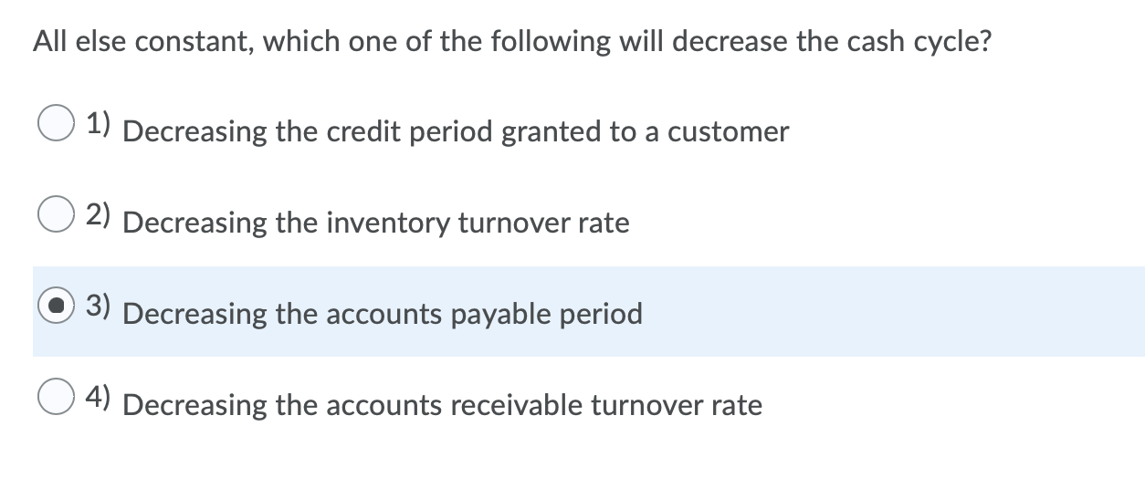 Solved All else constant, which one of the following will | Chegg.com