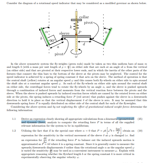 Solved Consider the diagram of a rotational speed indicator | Chegg.com