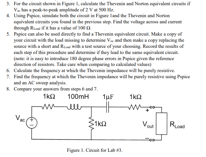 3. For the circuit shown in Figure 1, calculate the | Chegg.com