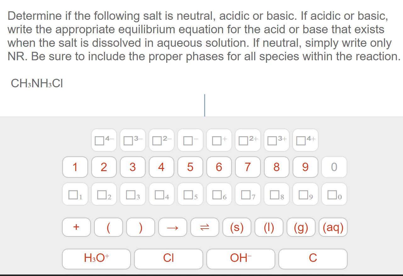 Solved Determine If The Following Salt Is Neutral Acidic Or