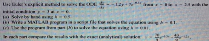 Solved 03 Use Euler's explicit method to solve the ODE from | Chegg.com