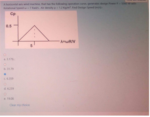 Solved A horizontal axis wind machine, that has the | Chegg.com