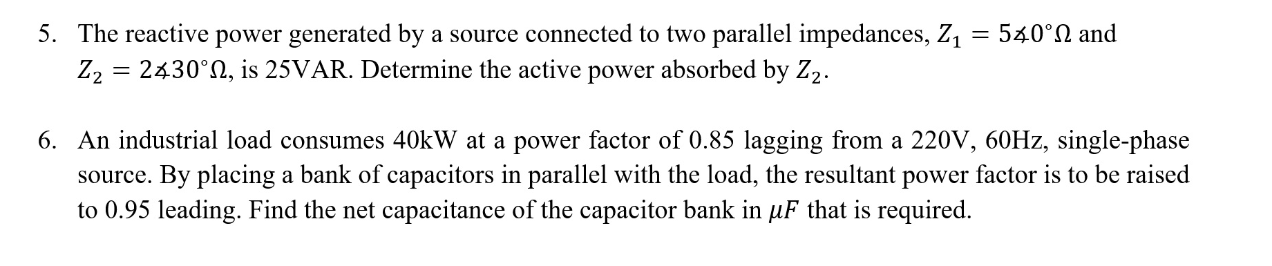 Solved 540°12 and 5. The reactive power generated by a | Chegg.com