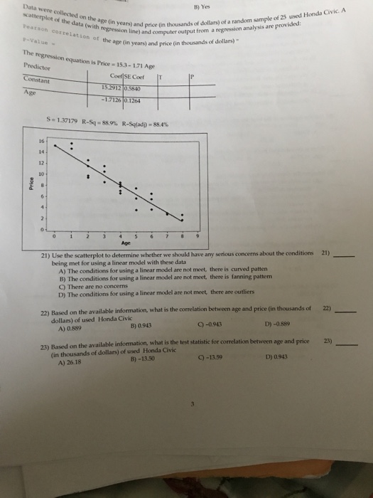 Solved Data were collected on the age (in years)ter B) Yes | Chegg.com