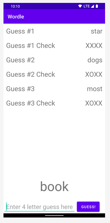 Solved Instructions: Created a "WORDLE" android App using | Chegg.com