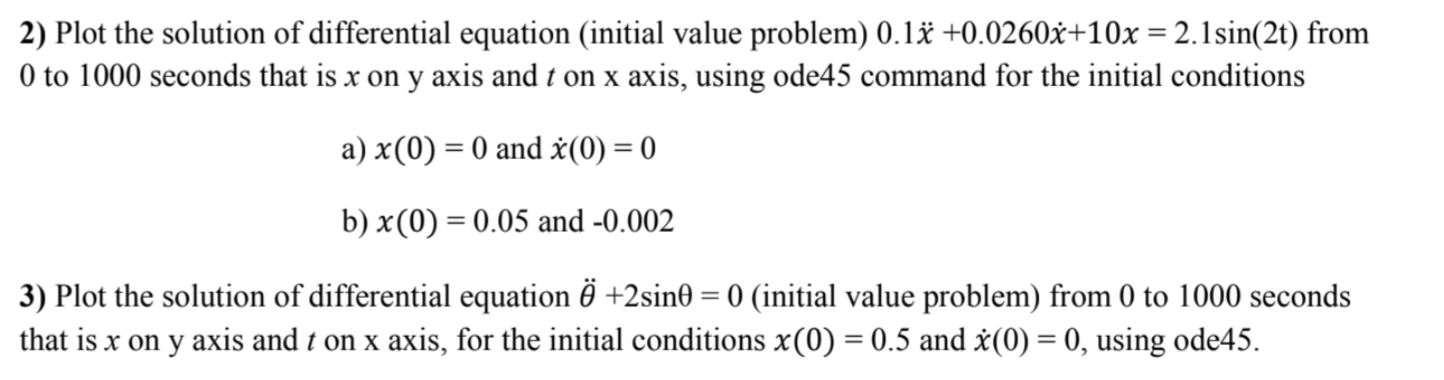 Solved 2) Plot the solution of differential equation | Chegg.com