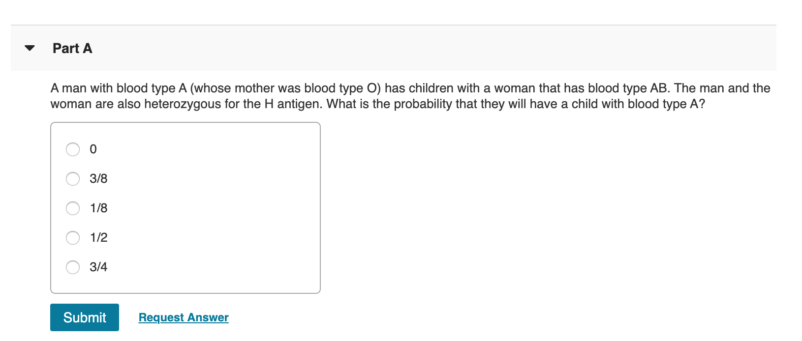 Solved Part A A man with blood type A (whose mother was | Chegg.com
