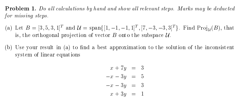 Solved Problem 1. Do all calculations by hand and show all | Chegg.com