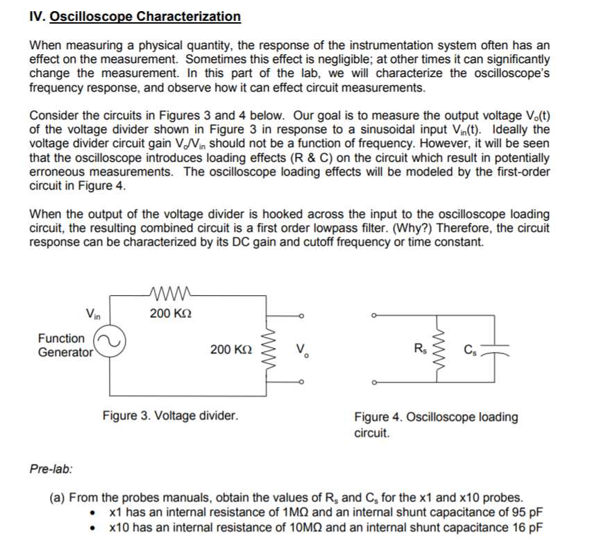 Solved IV. Oscilloscope Characterization When measuring a