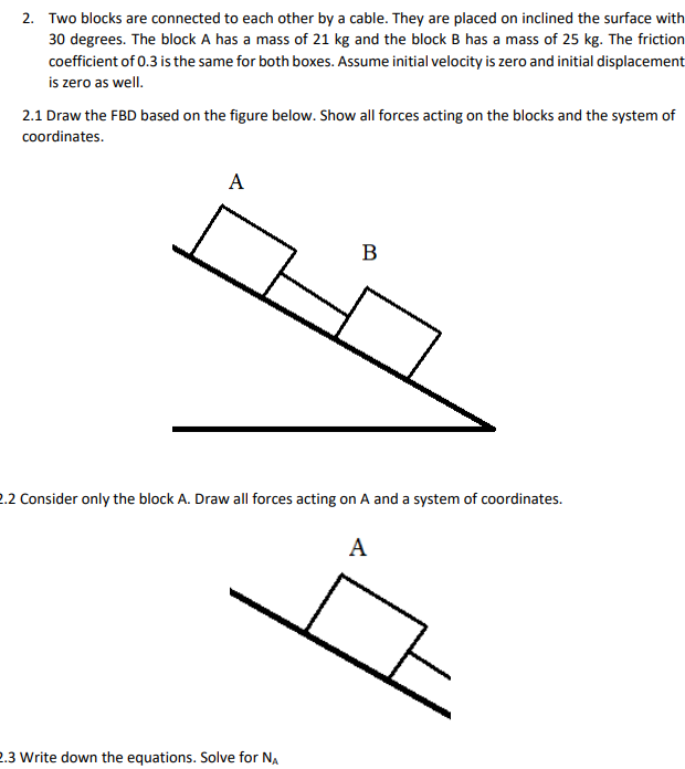 Solved 2. Two blocks are connected to each other by a cable. | Chegg.com