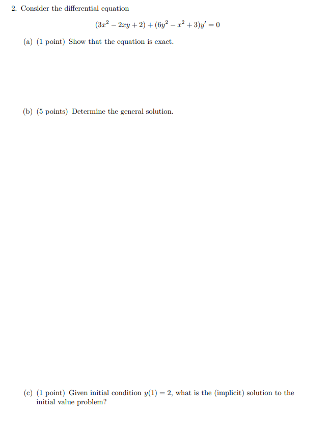 Solved 2. Consider the differential equation | Chegg.com
