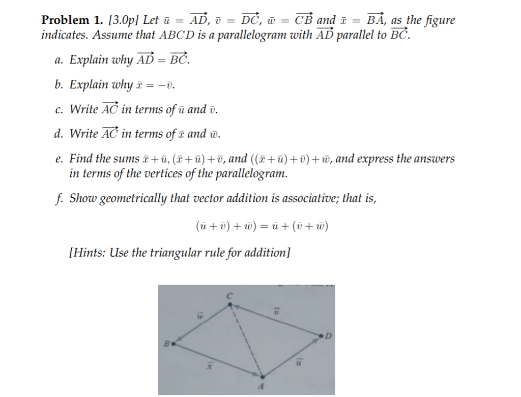 Parallel Form Ad Solved AD, DC, w = CB and = parallelogram with AD parallel | Chegg.com