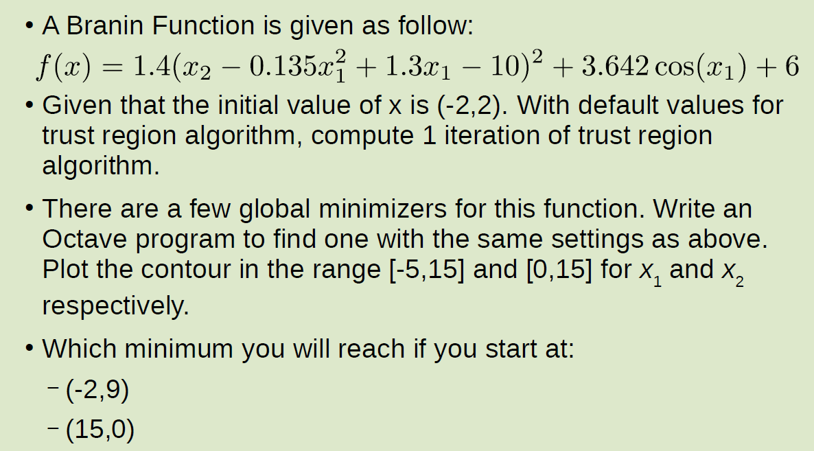 Solved . • A Branin Function is given as follow: f(x) = | Chegg.com