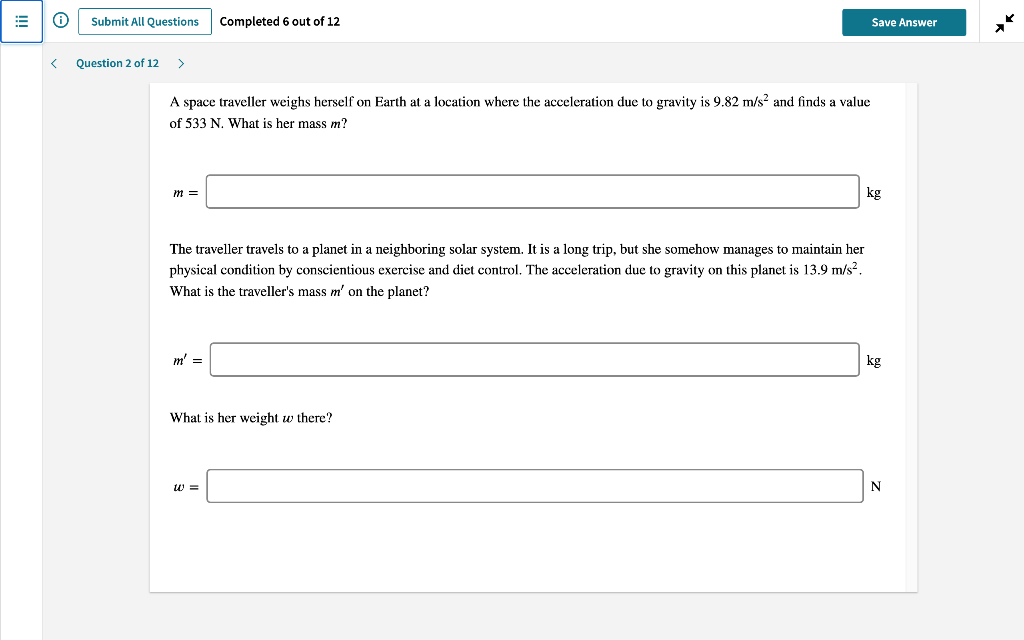 Solved o Submit All Questions Completed 6 out of 12 Save | Chegg.com